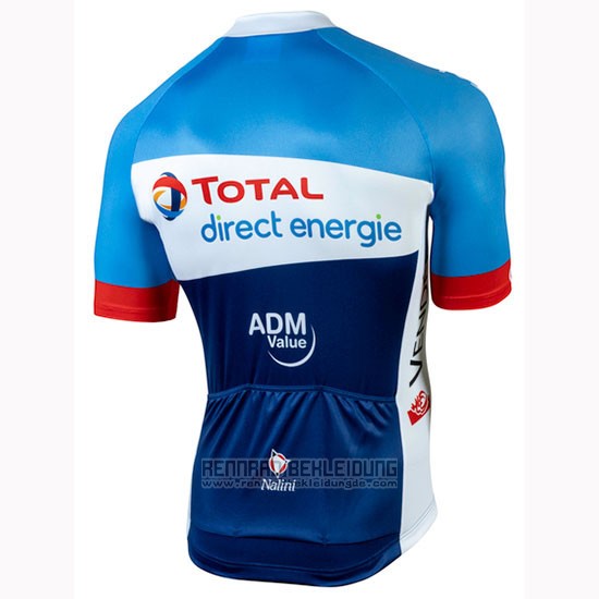 2019 Fahrradbekleidung Direct Energie Blau Wei Trikot Kurzarm und Tragerhose